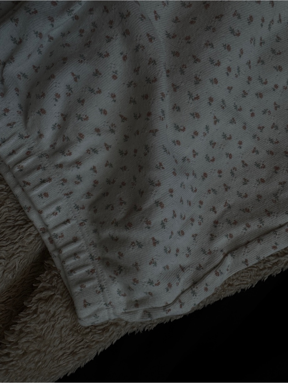 Brandy Melville Cream Throw with Tiny Pink Floral Print